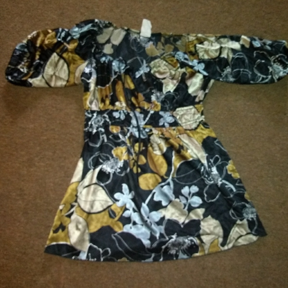 Gold and black floral top